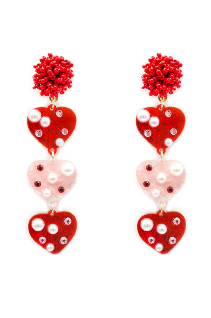 Viola Triple heart dangle earrings