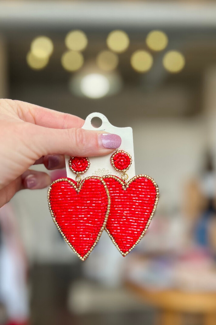 Trend Boutique Beaded heart earrings