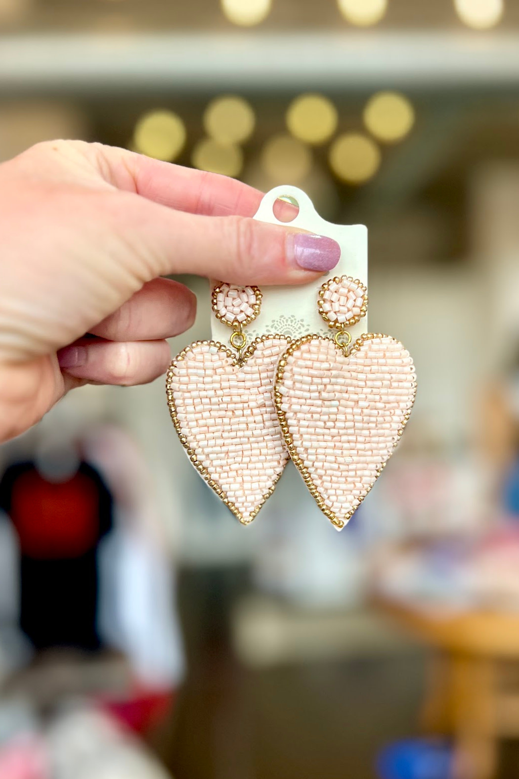 Trend Boutique Beaded heart earrings