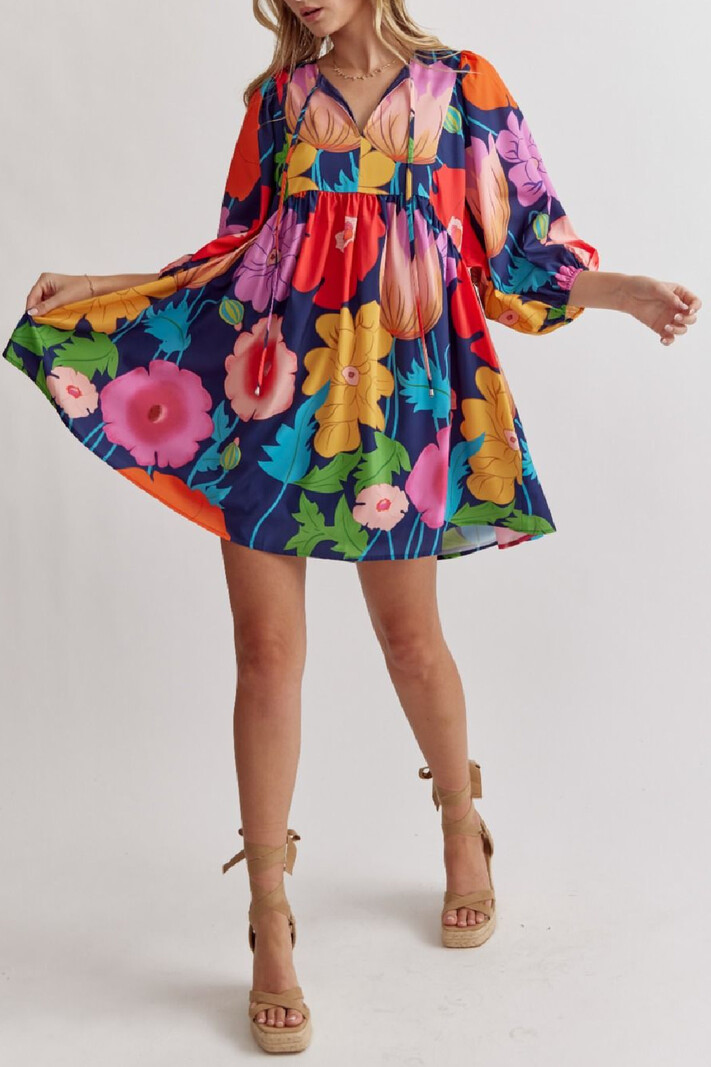 Entro Half Sleeve Floral Dress