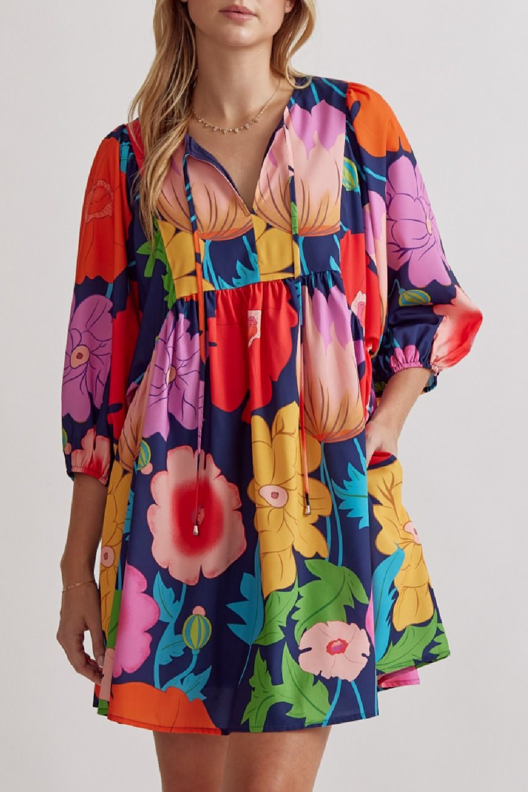 Entro Half Sleeve Floral Dress