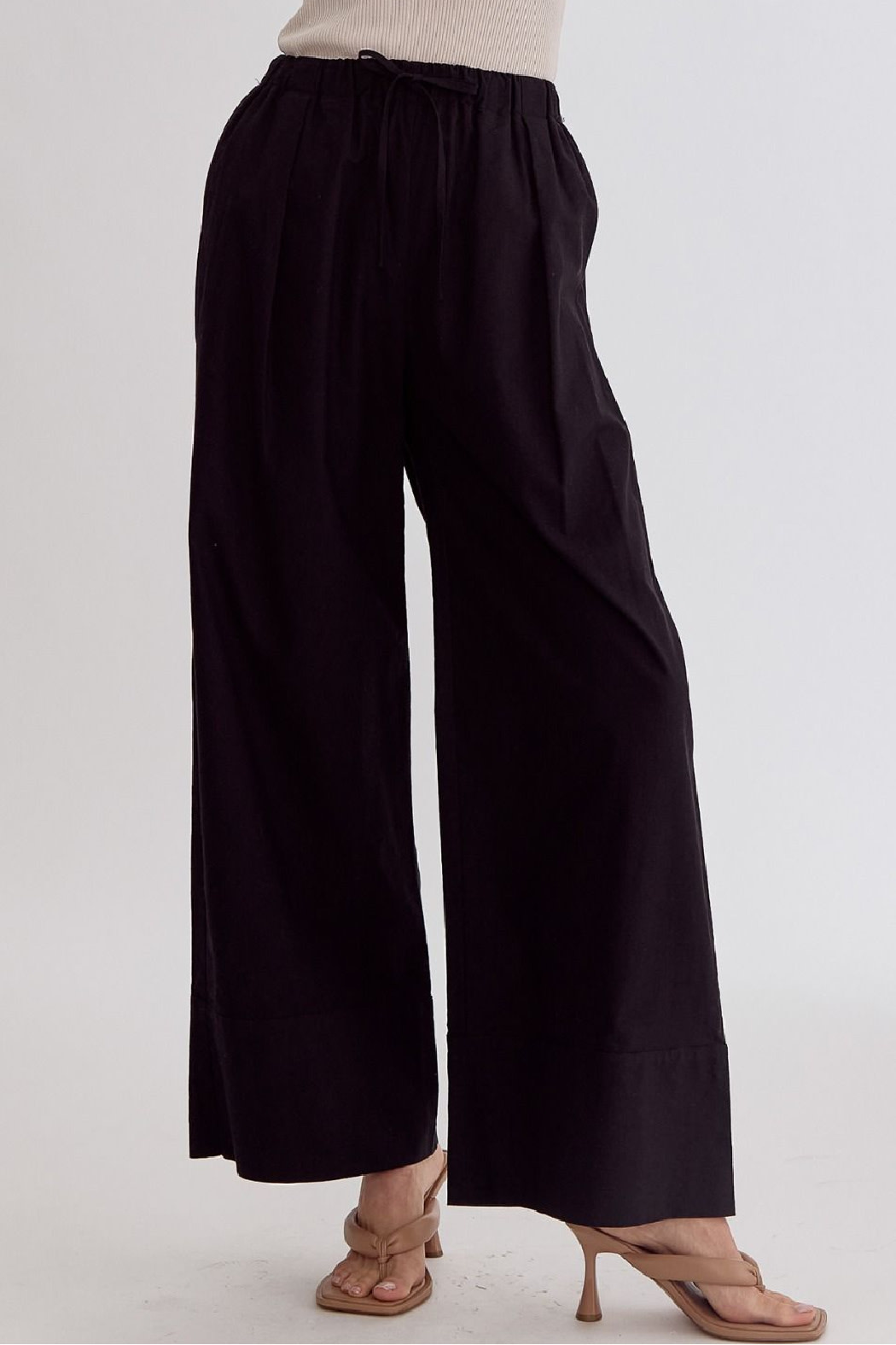 暮らしに便利なアイテム WideLeg Boutique Trend - Pants Waist Drawstring パンツ