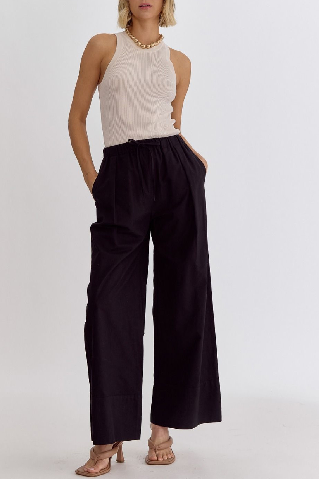Entro WideLeg Drawstring Waist Pants