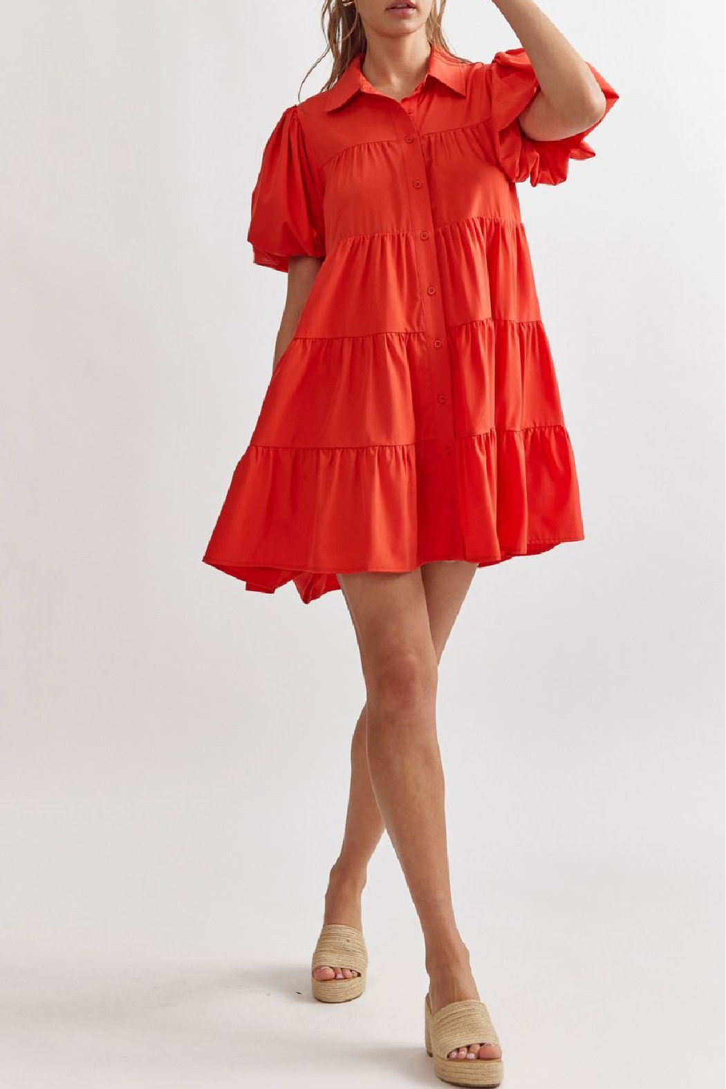 Entro Bubble sleeve button up dress