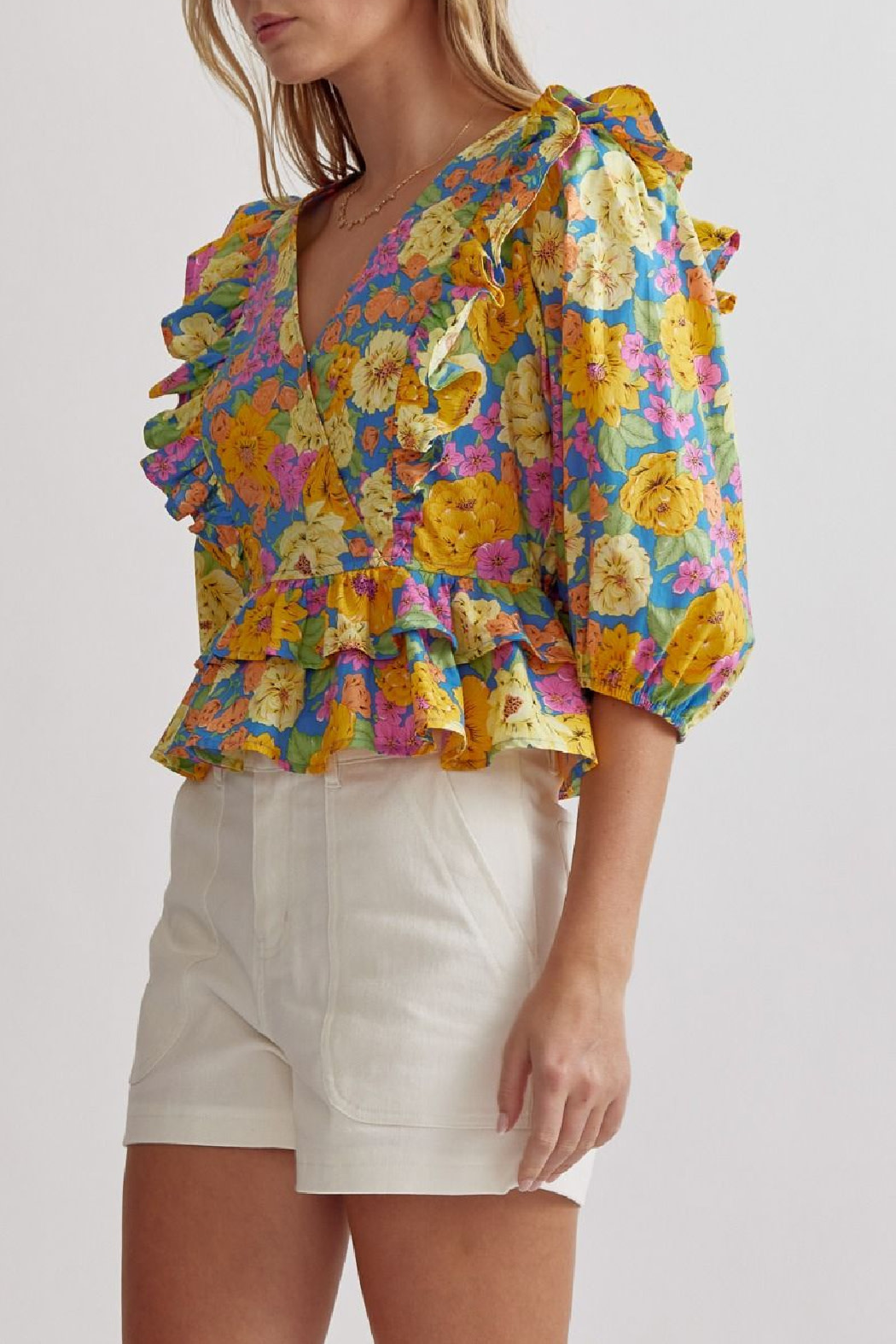 Entro Floral peplum top