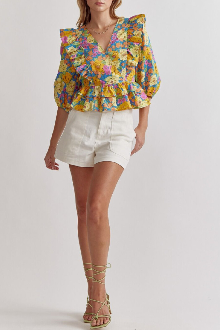 Entro Floral peplum top