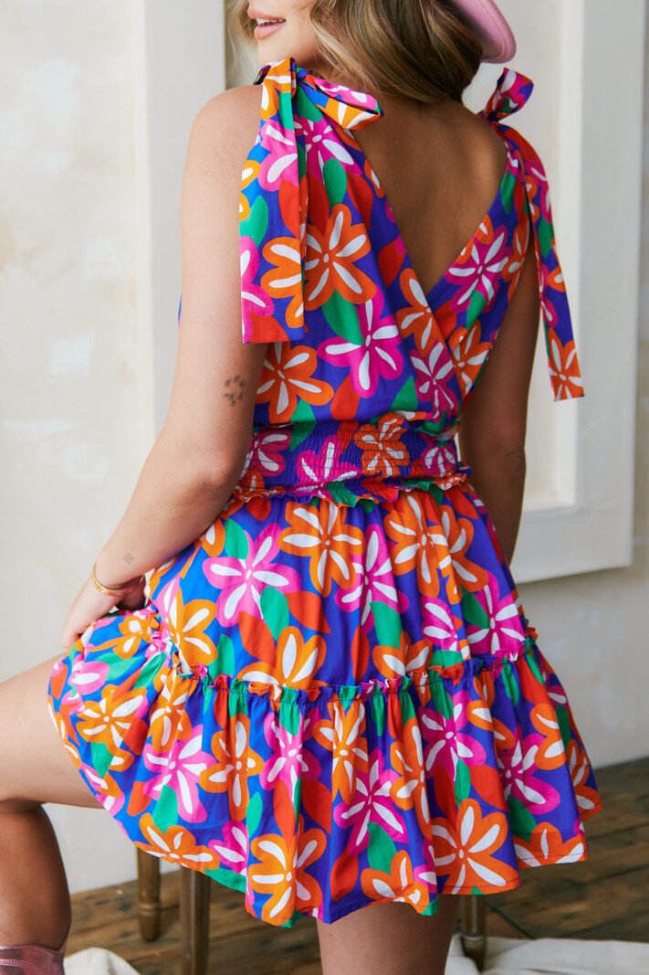 Peach Love CA Bright Floral Dress