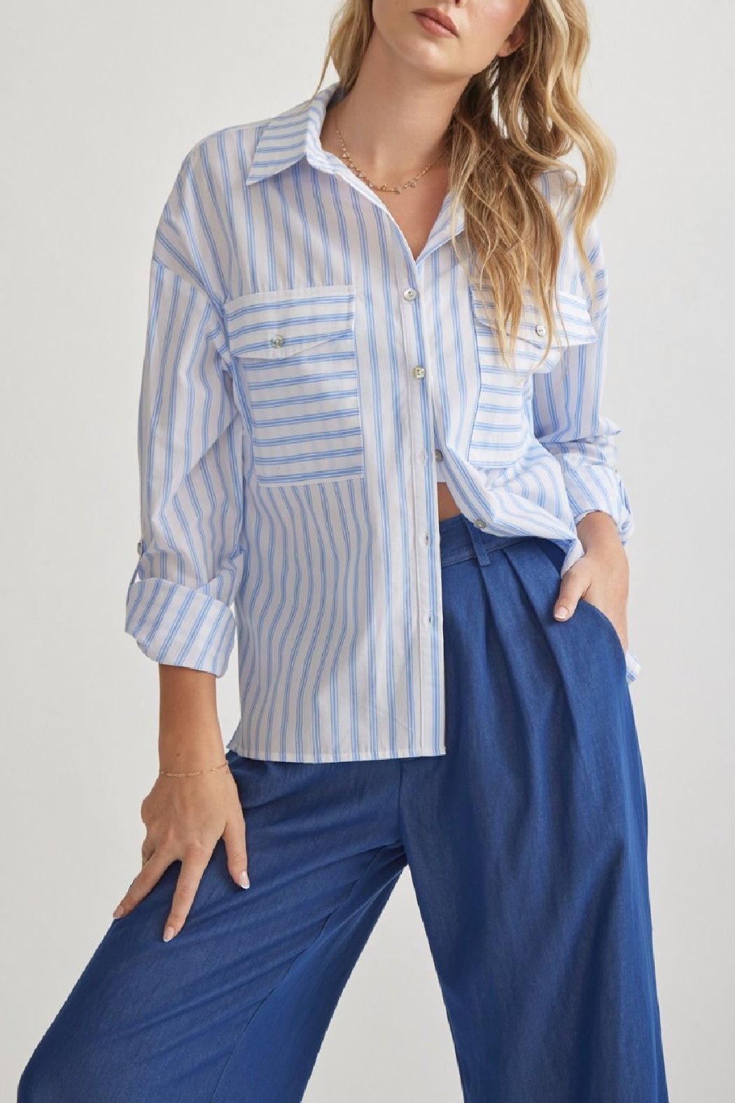 Entro Collared Striped Button Up