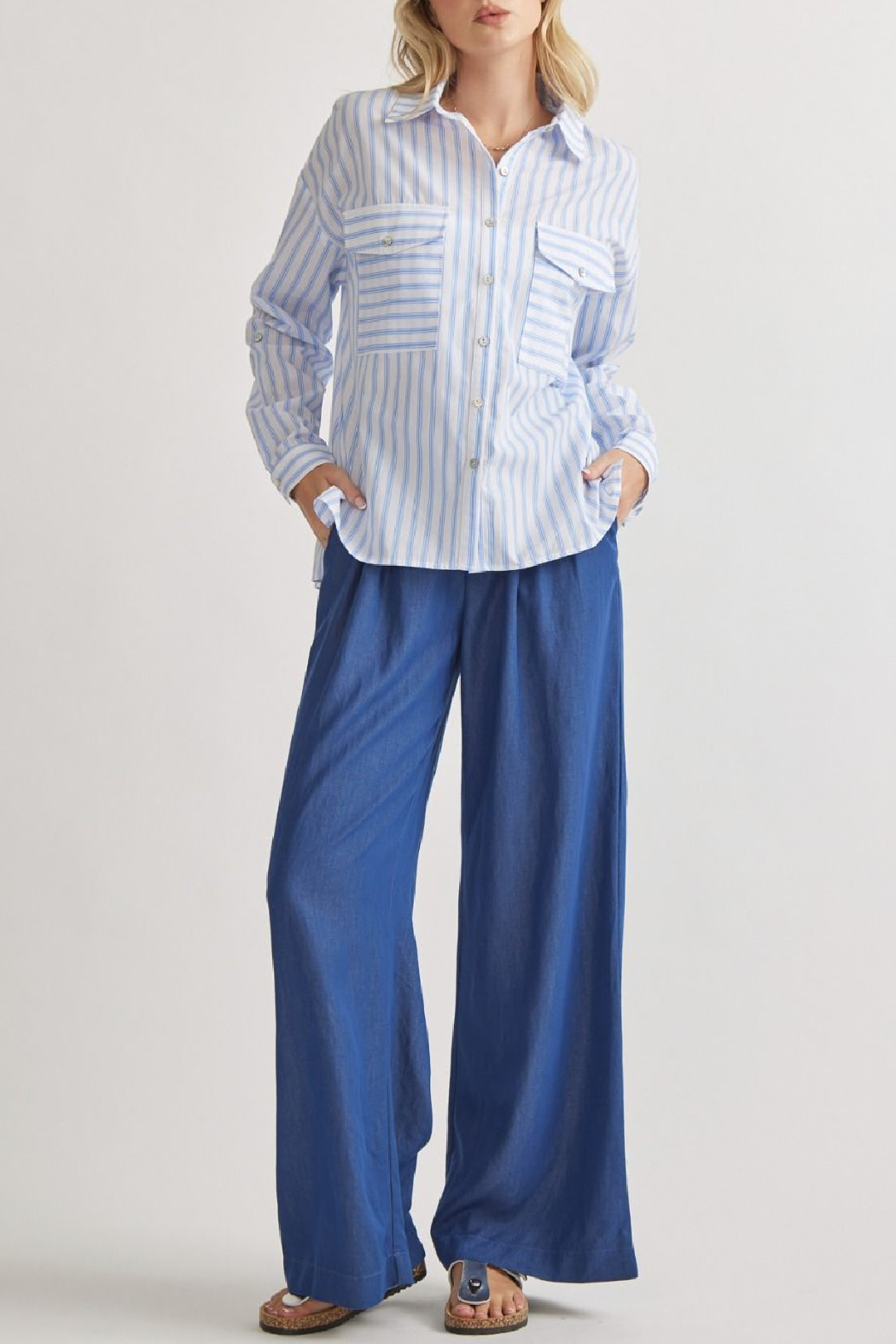 Entro Collared Striped Button Up