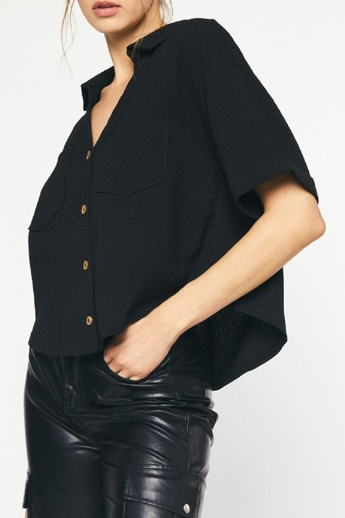 Entro Waffle knit Button Up Top