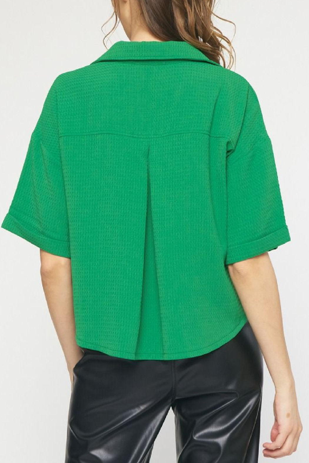 Entro Waffle knit Button Up Top