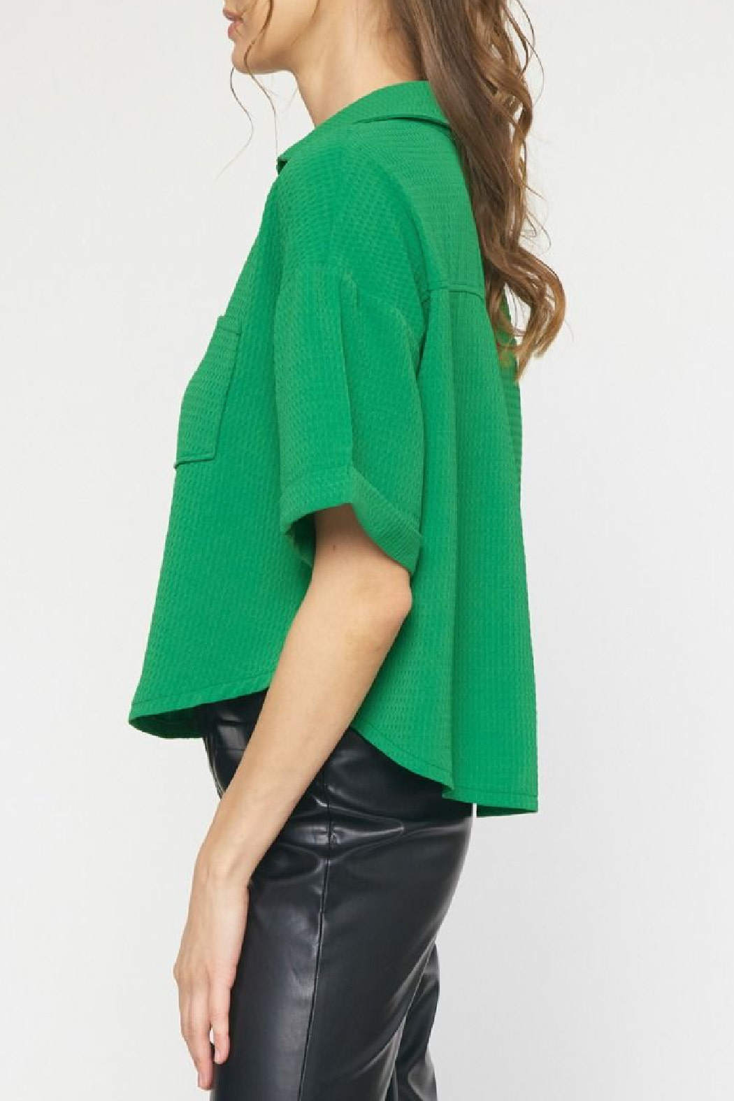 Entro Waffle knit Button Up Top