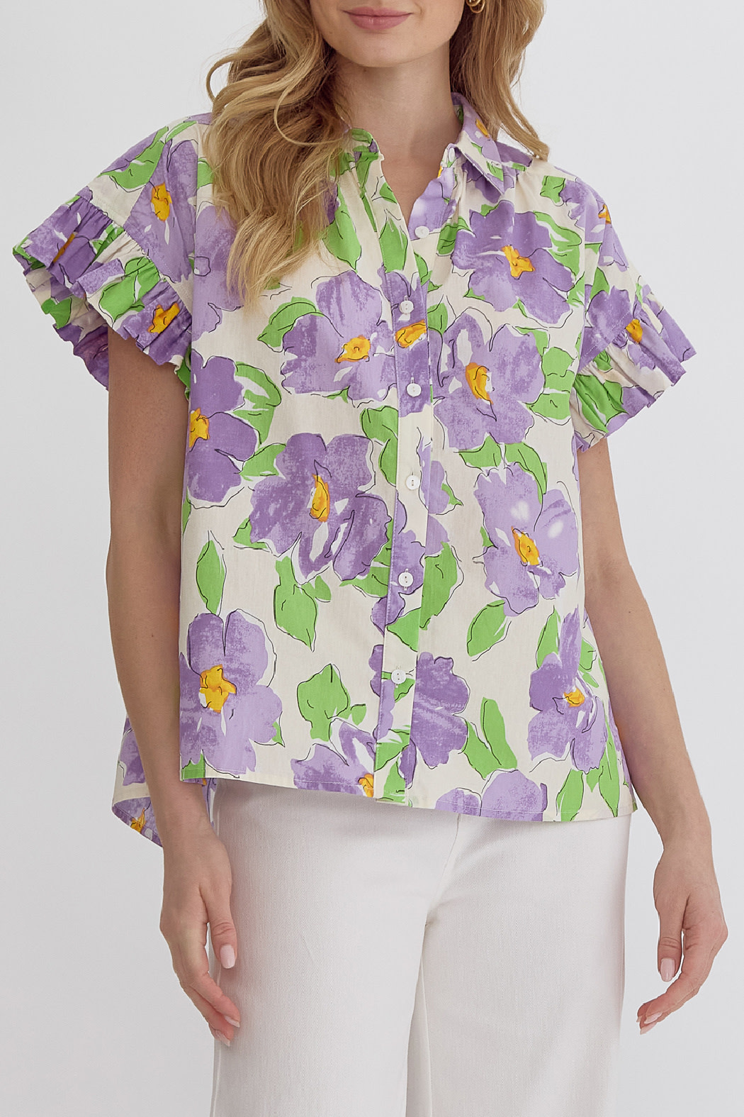 Entro Button up Floral Top