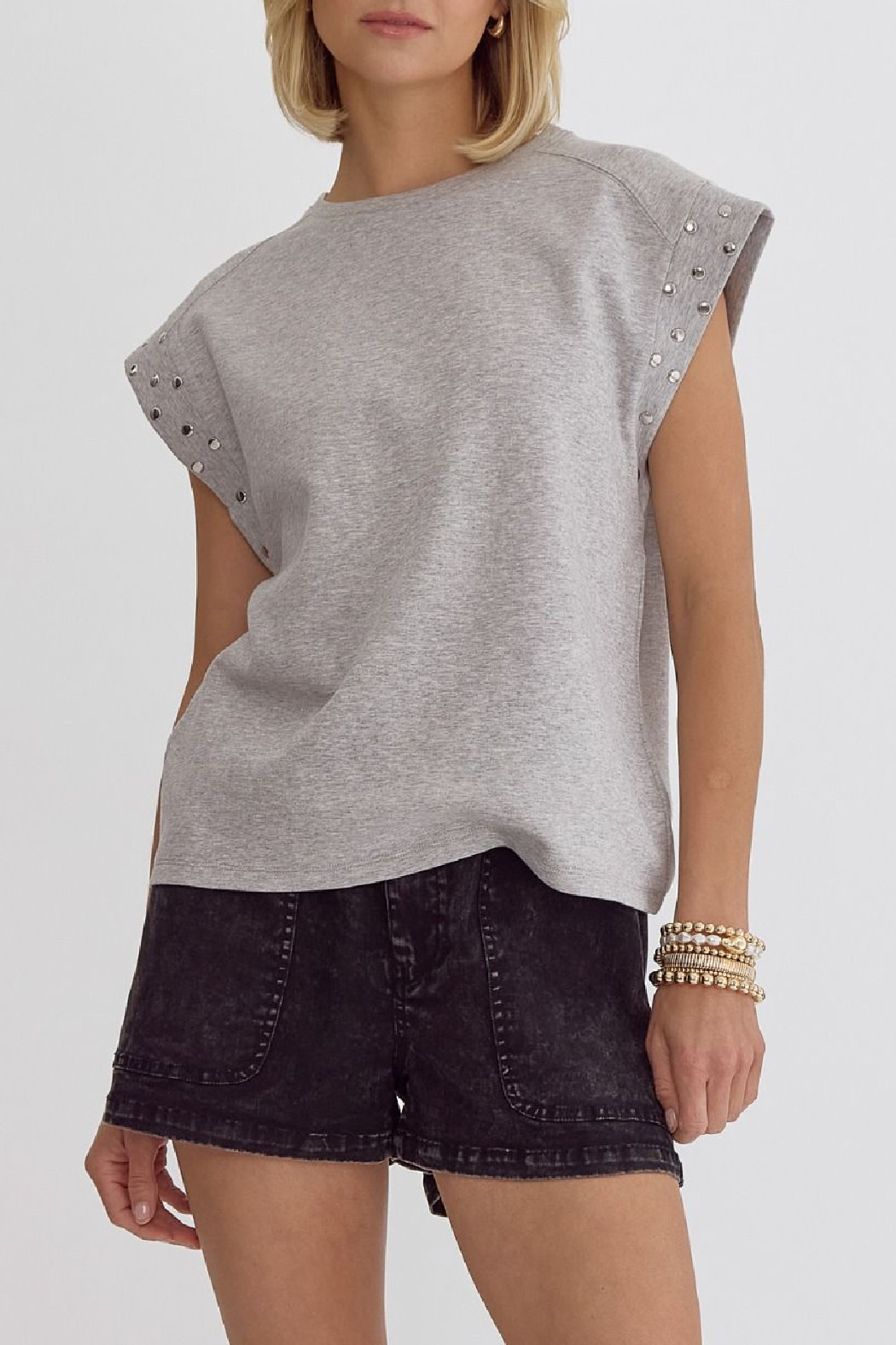Entro Solid Stud Detail Top