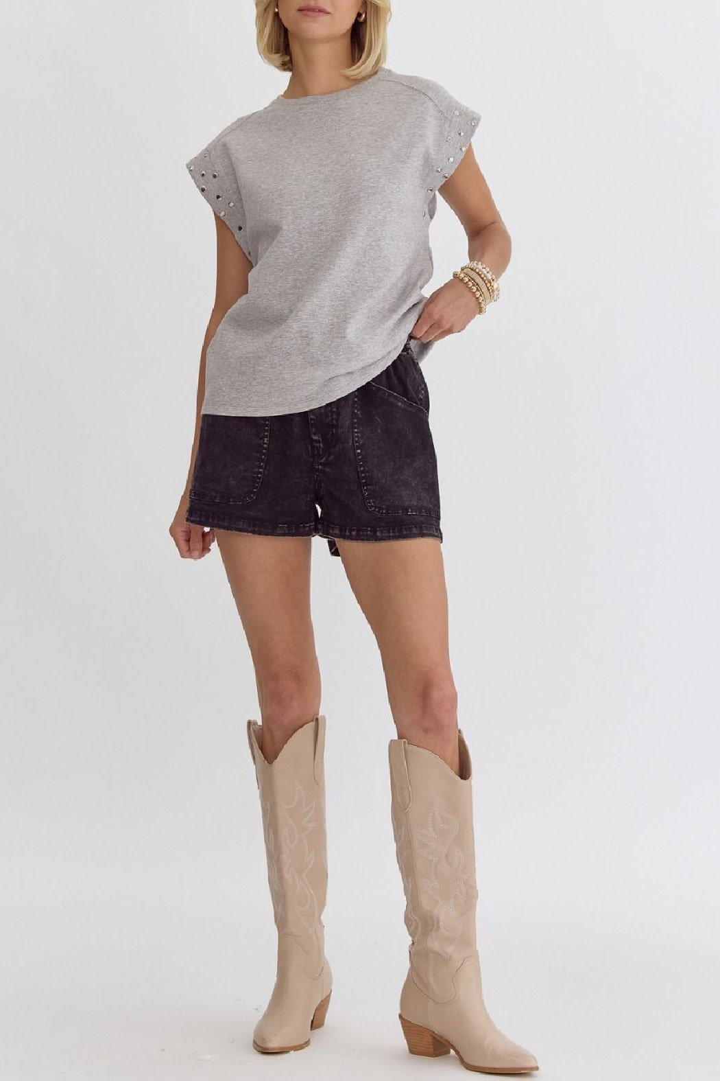 Entro Solid Stud Detail Top