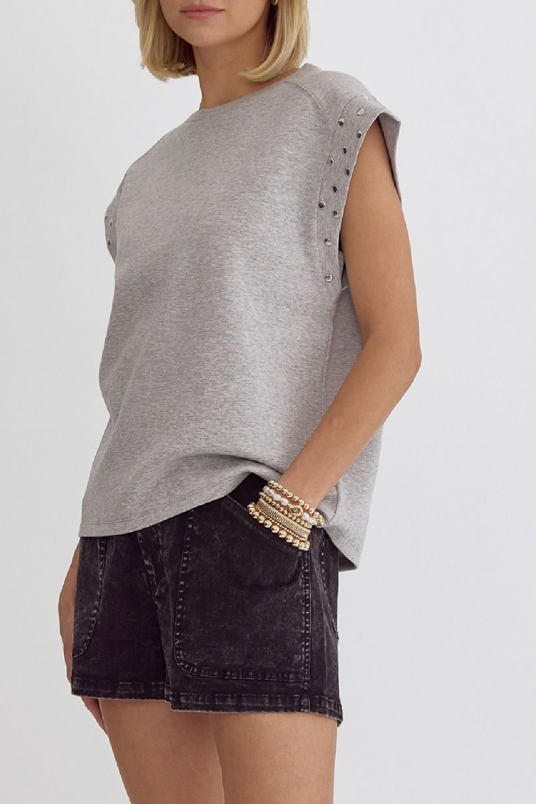 Entro Solid Stud Detail Top