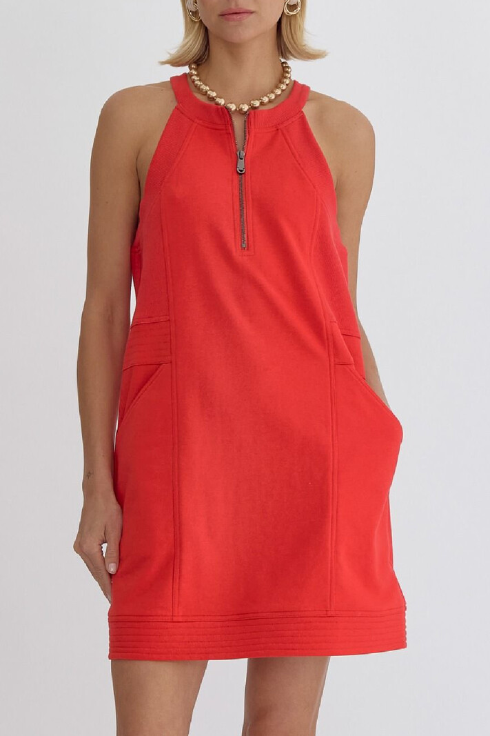 Entro Solid Halter dress with zipper