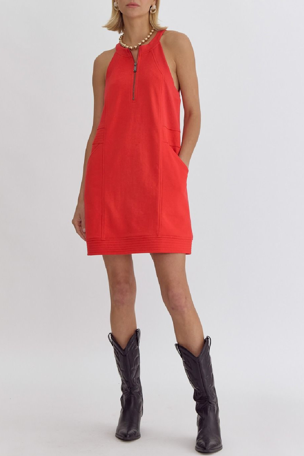 Entro Solid Halter dress with zipper