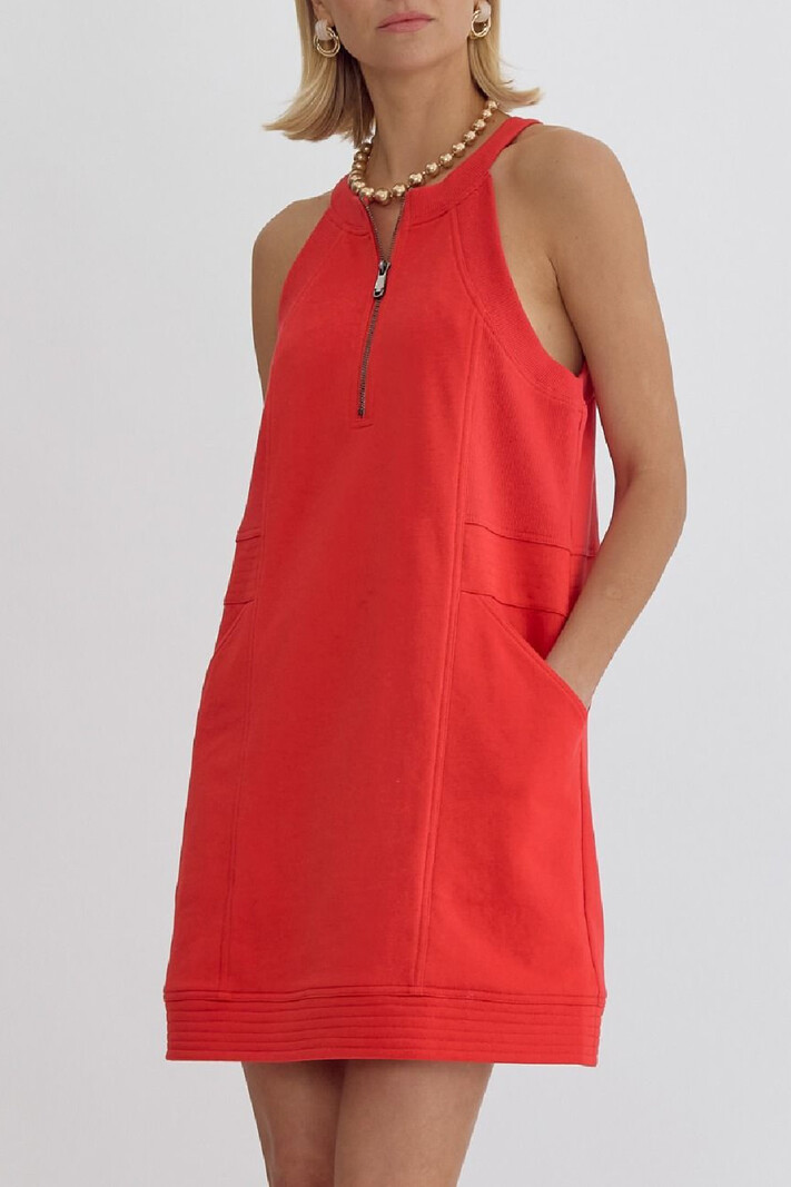 Entro Solid Halter dress with zipper