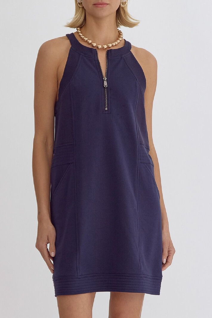 Entro Solid Halter dress with zipper