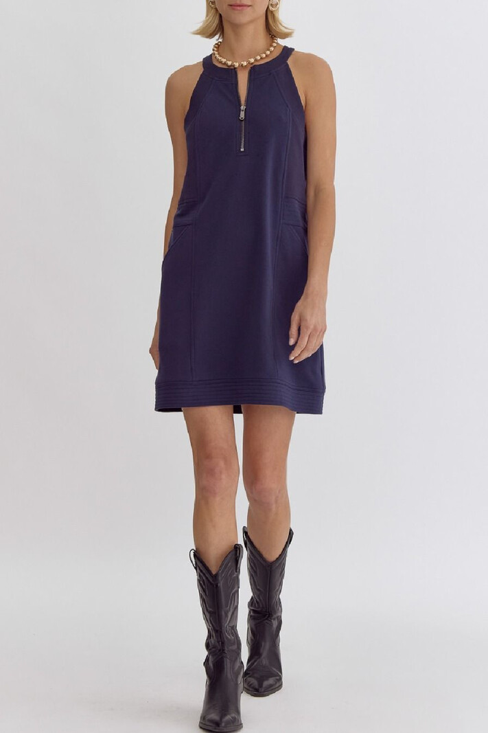 Entro Solid Halter dress with zipper