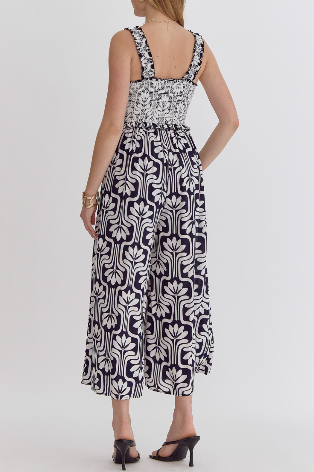 Entro Wideleg Smocked Jumpsuit