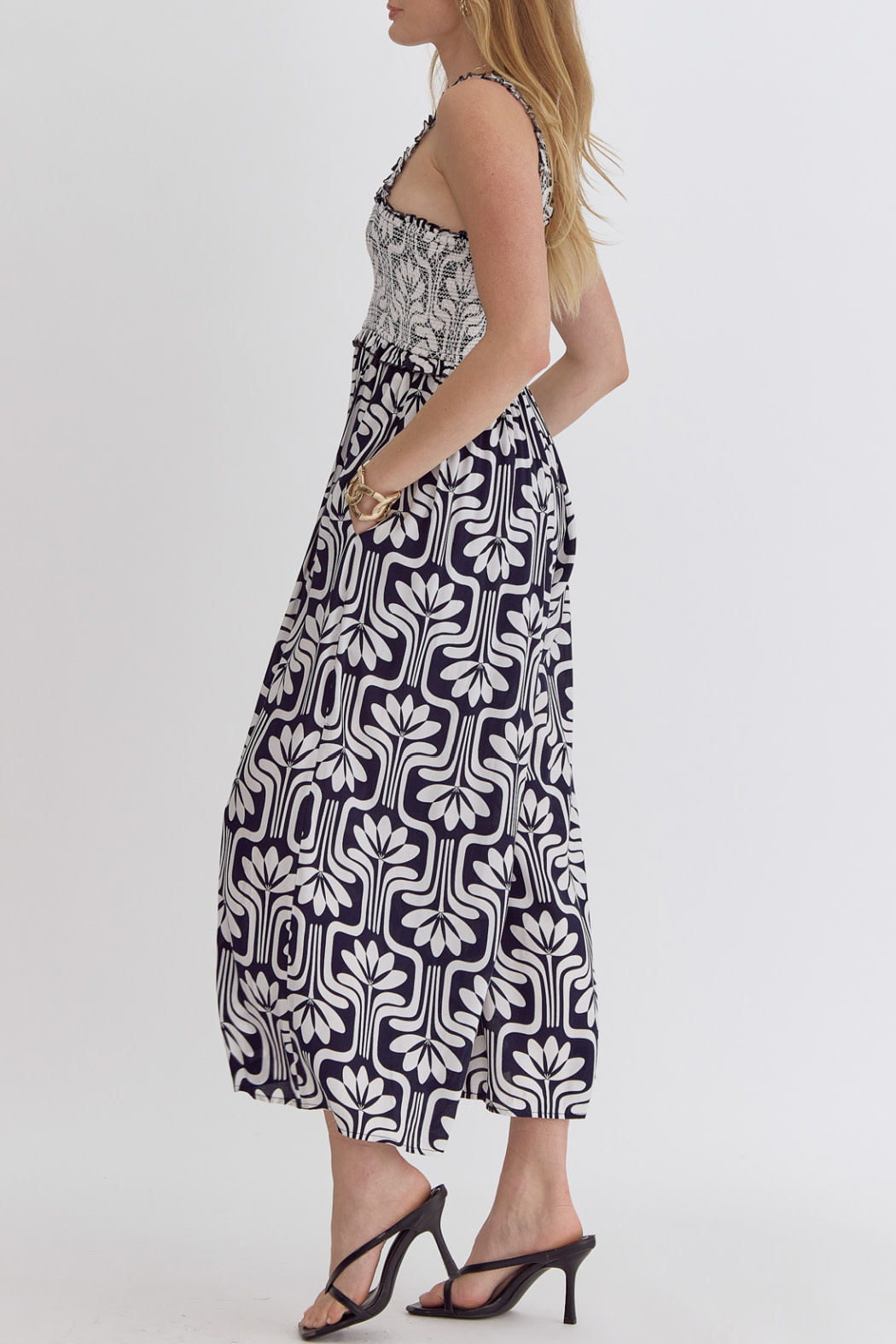 Entro Wideleg Smocked Jumpsuit