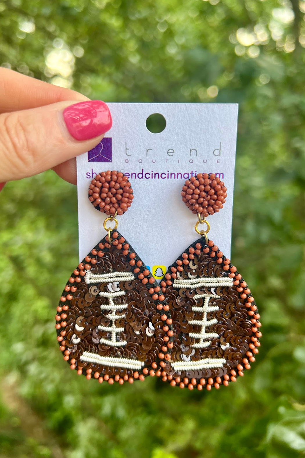 Trend Boutique Beaded Football Earrings