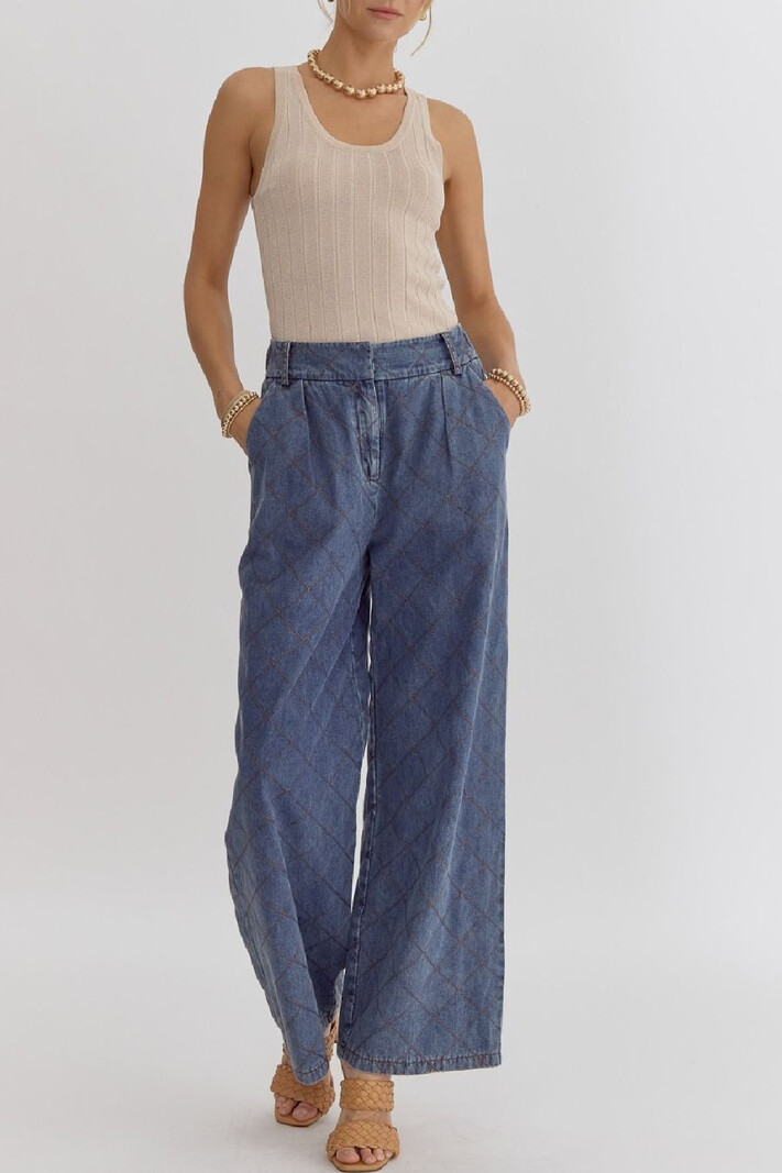Entro Wideleg Stitched Detail Denim
