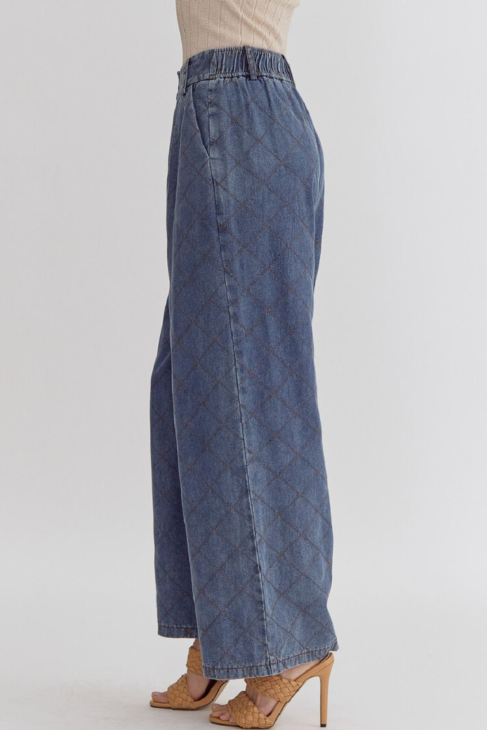 Entro Wideleg Stitched Detail Denim