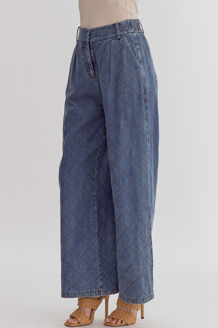Entro Wideleg Stitched Detail Denim