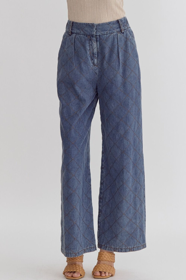 Entro Wideleg Stitched Detail Denim