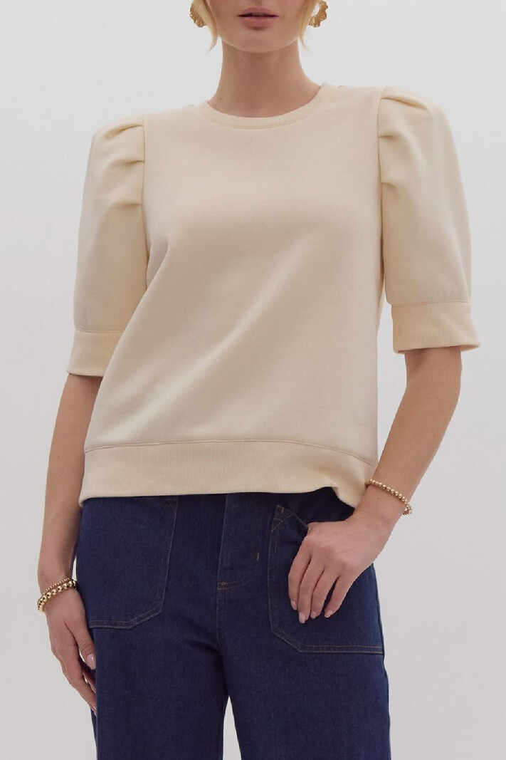 Entro Solid puff sleeve top