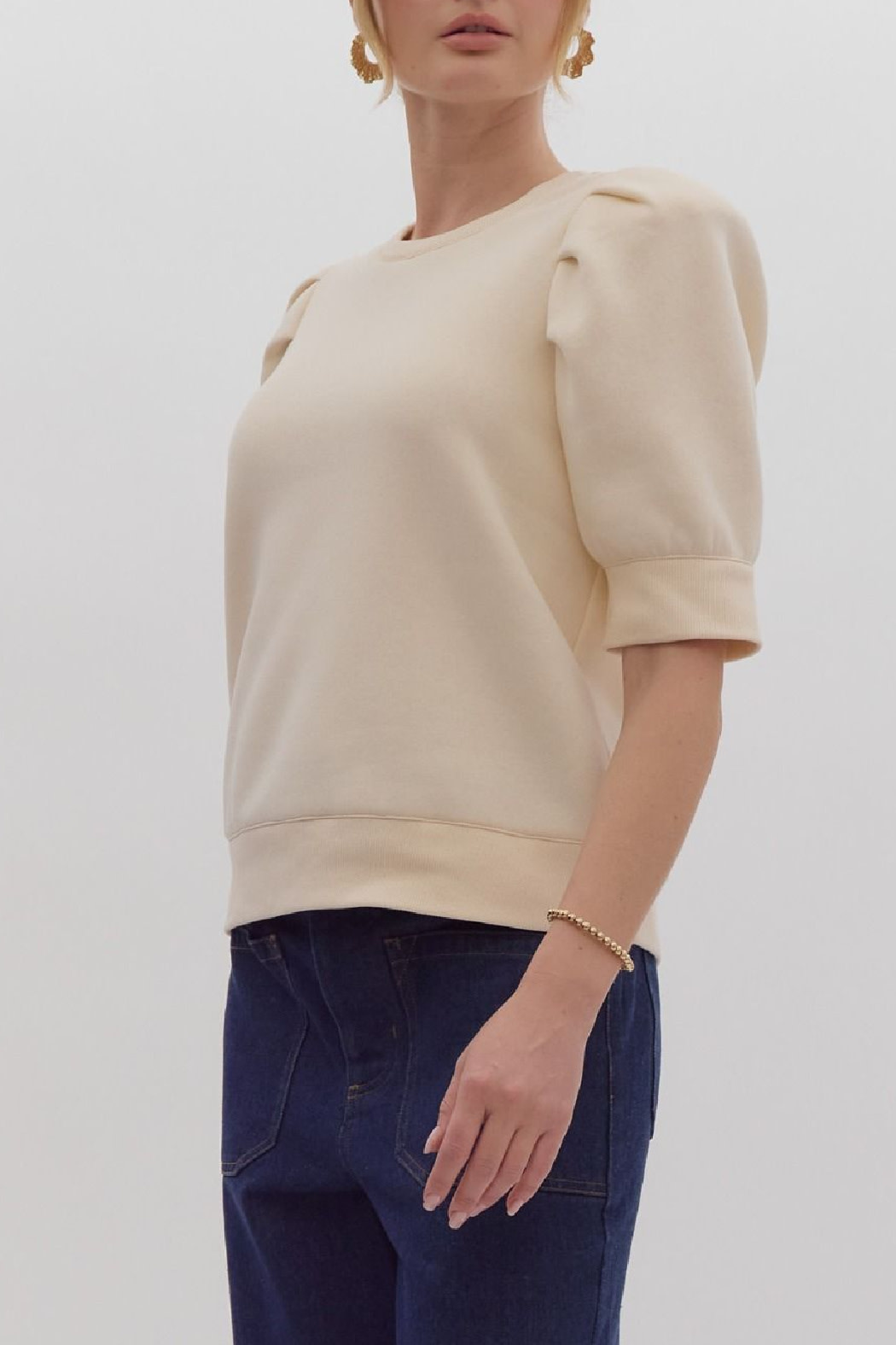 Solid puff sleeve top - Trend Boutique Solid puff sleeve top - Trend Boutique