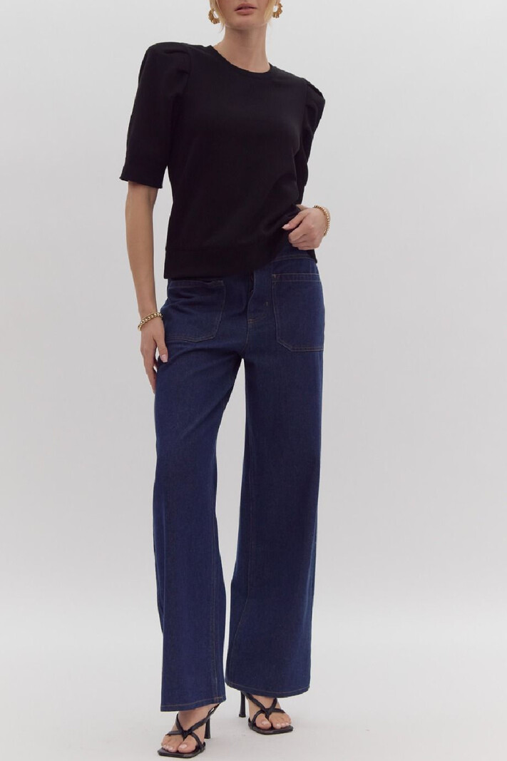 Entro Solid puff sleeve top
