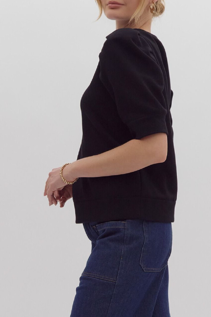 Entro Solid puff sleeve top