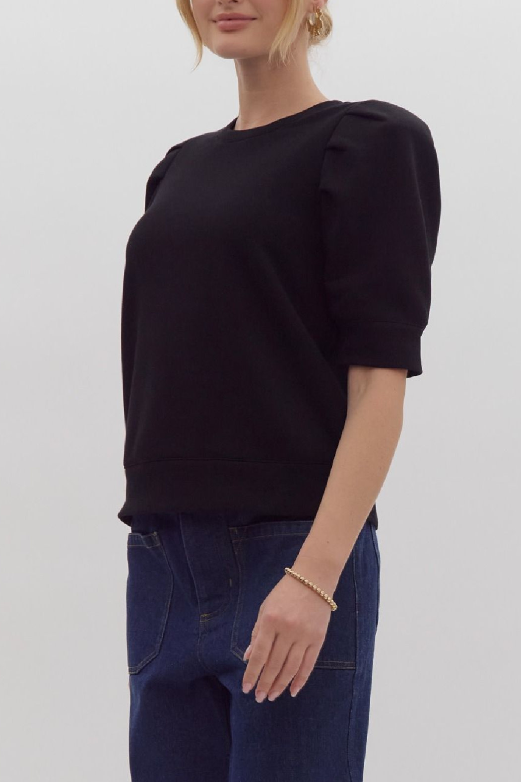 Entro Solid puff sleeve top