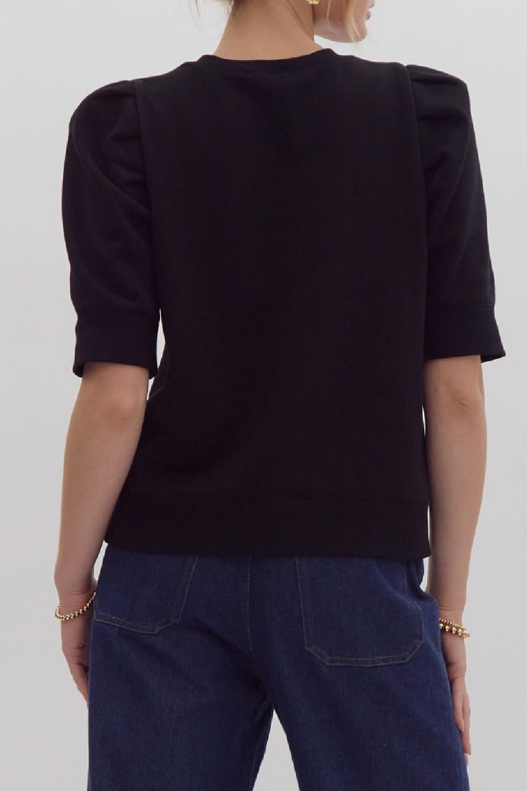 Solid puff sleeve top - Trend Boutique Solid puff sleeve top - Trend Boutique