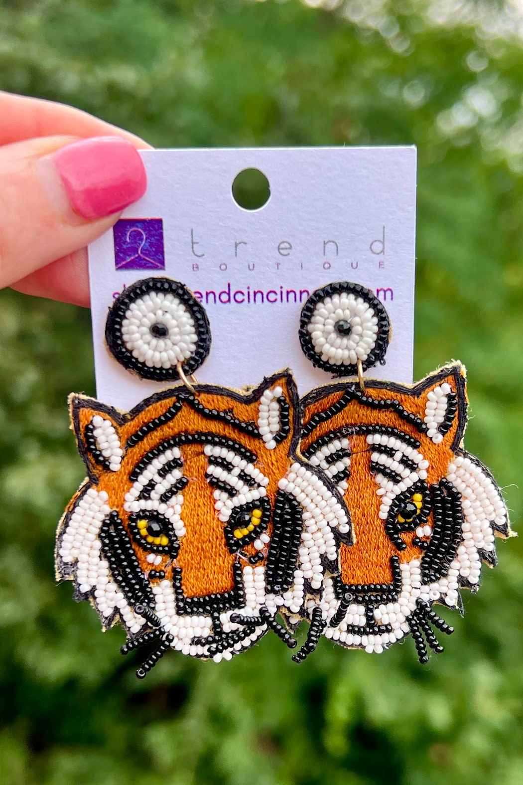 Trend Boutique Beaded Tiger Earrings