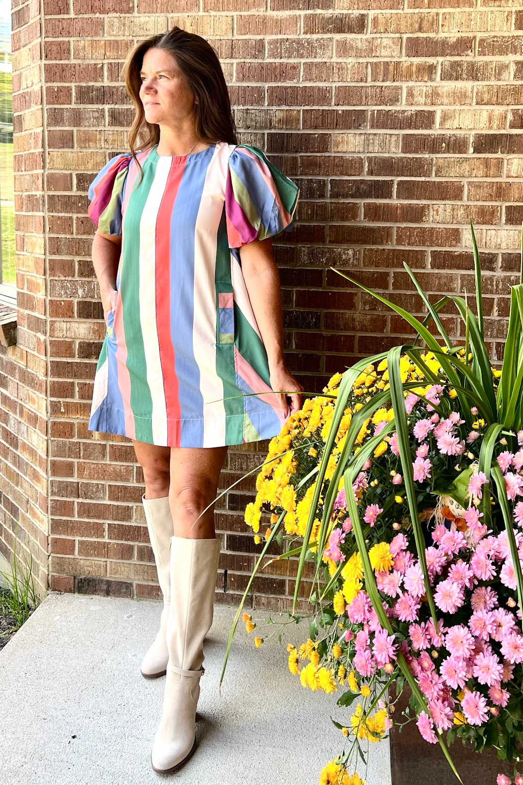 Entro Striped Fall Dress