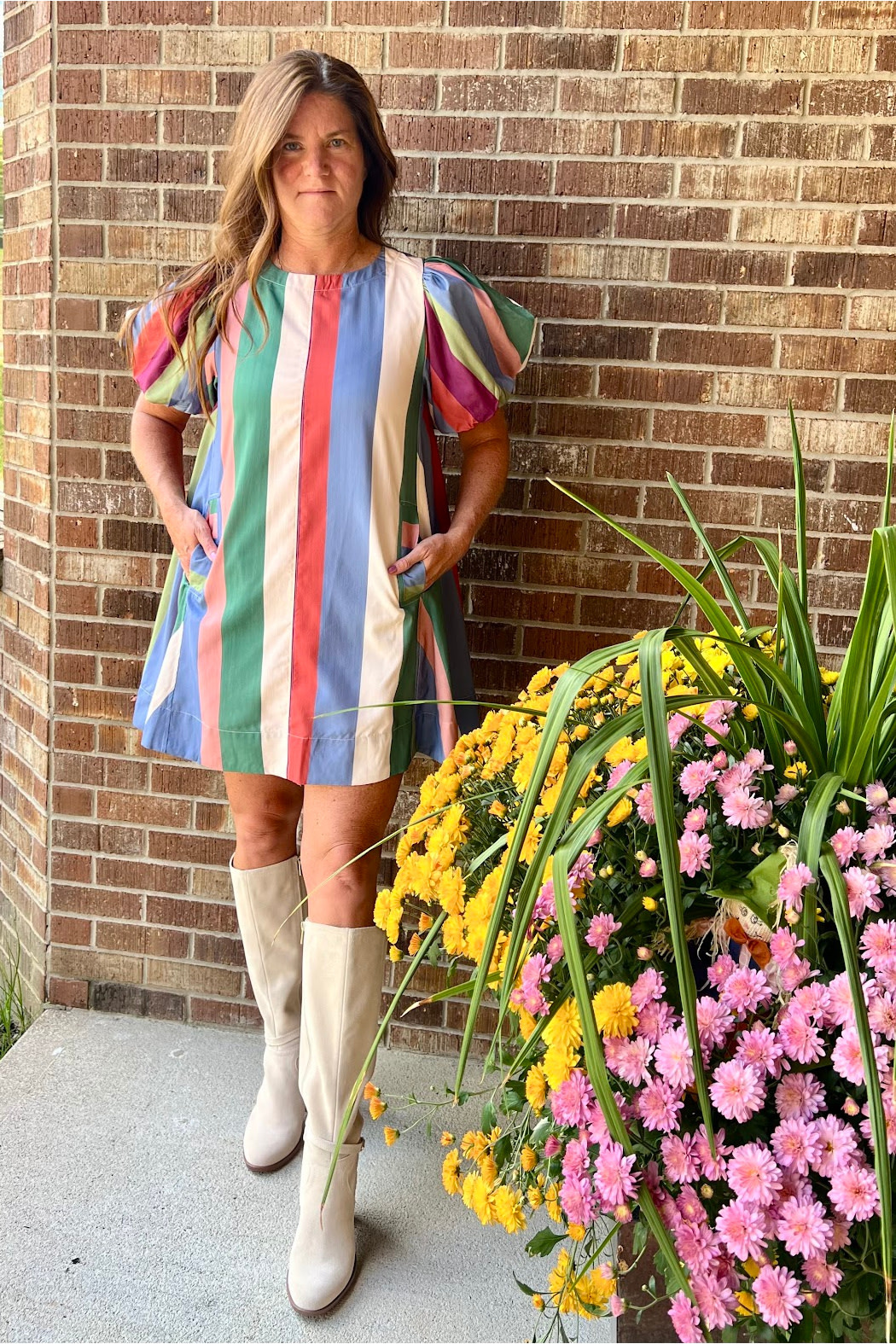 Entro Striped Fall Dress