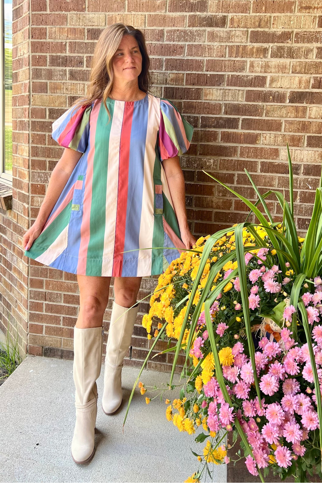 Entro Striped Fall Dress