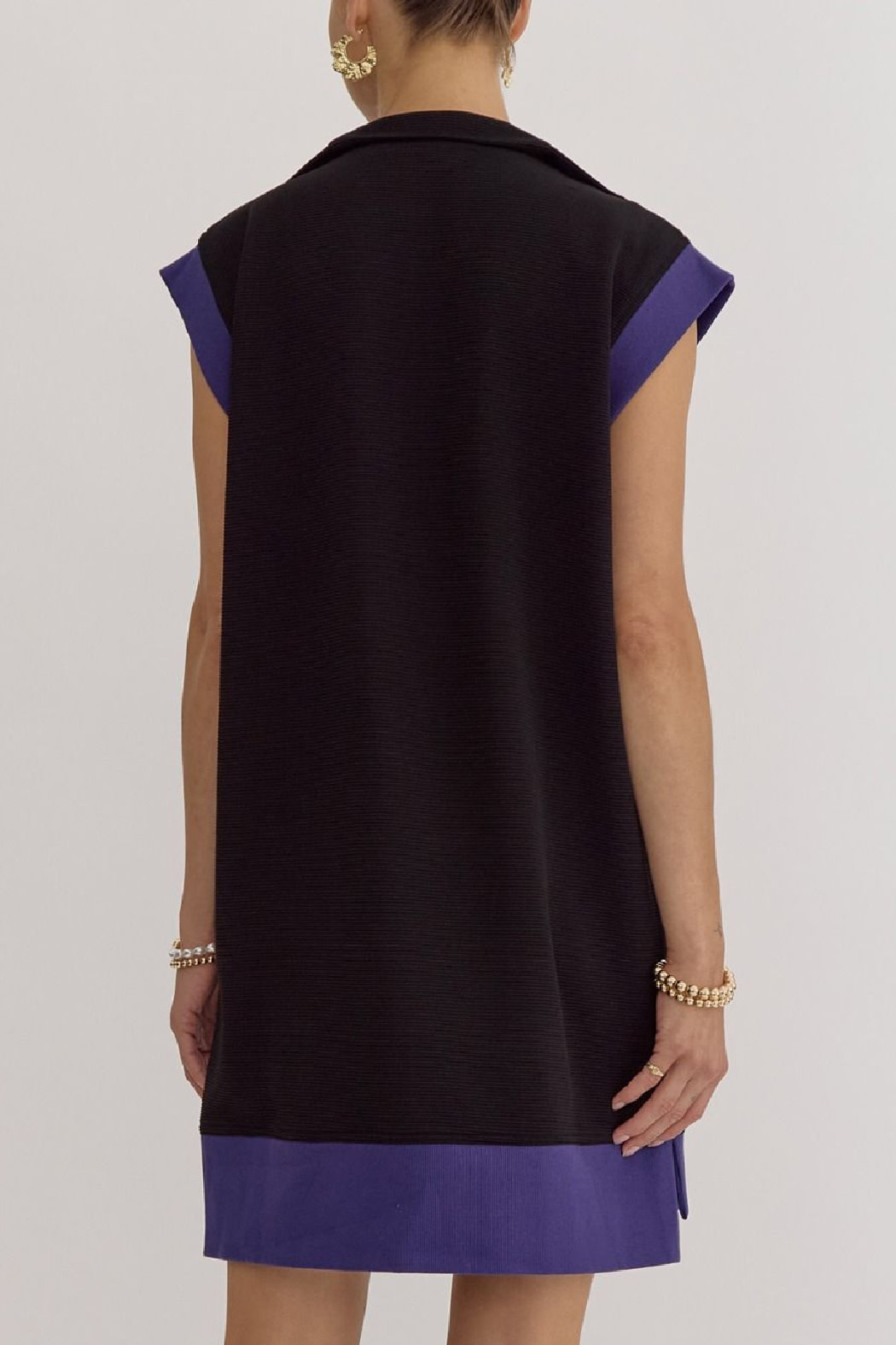 Entro Textured Cap Sleeve Dress