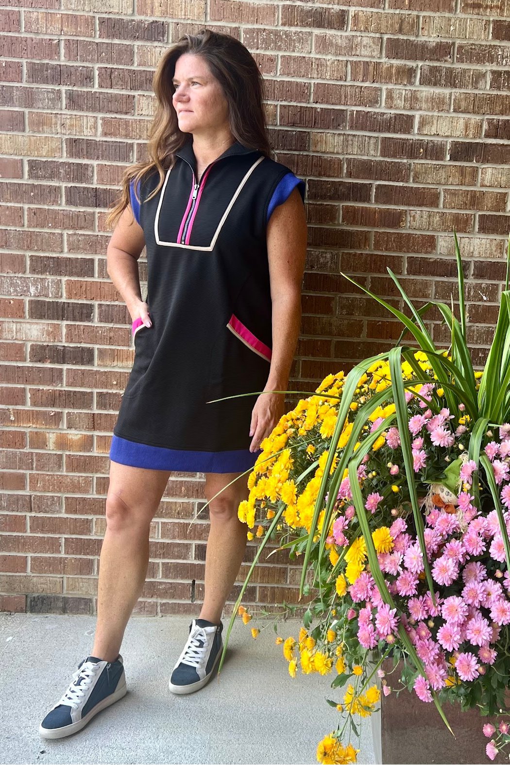 Entro Textured Cap Sleeve Dress