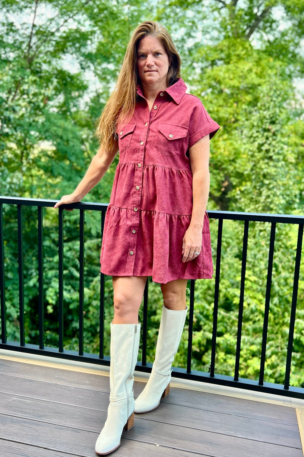 Entro Tiered Corduroy Dress