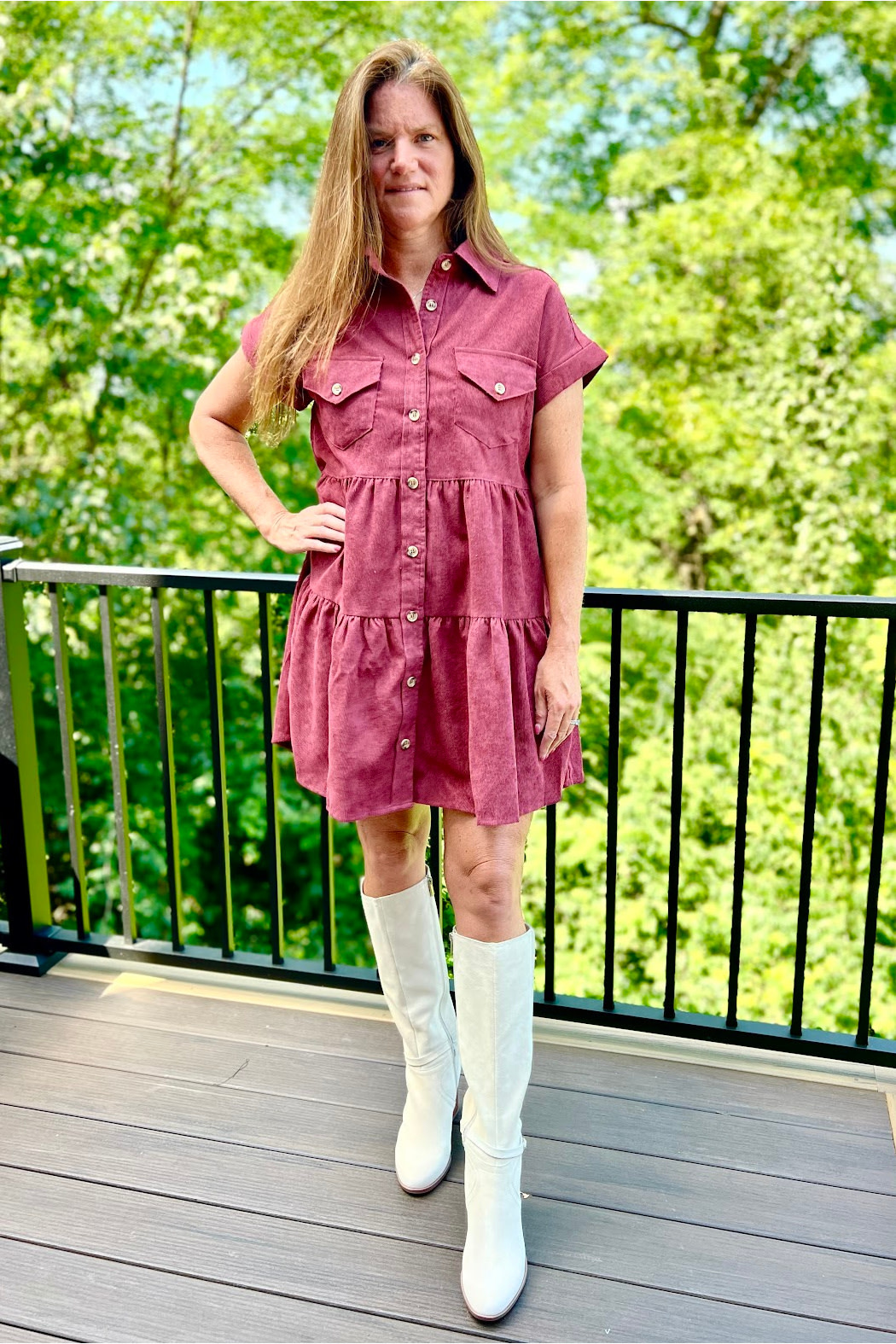 Entro Tiered Corduroy Dress