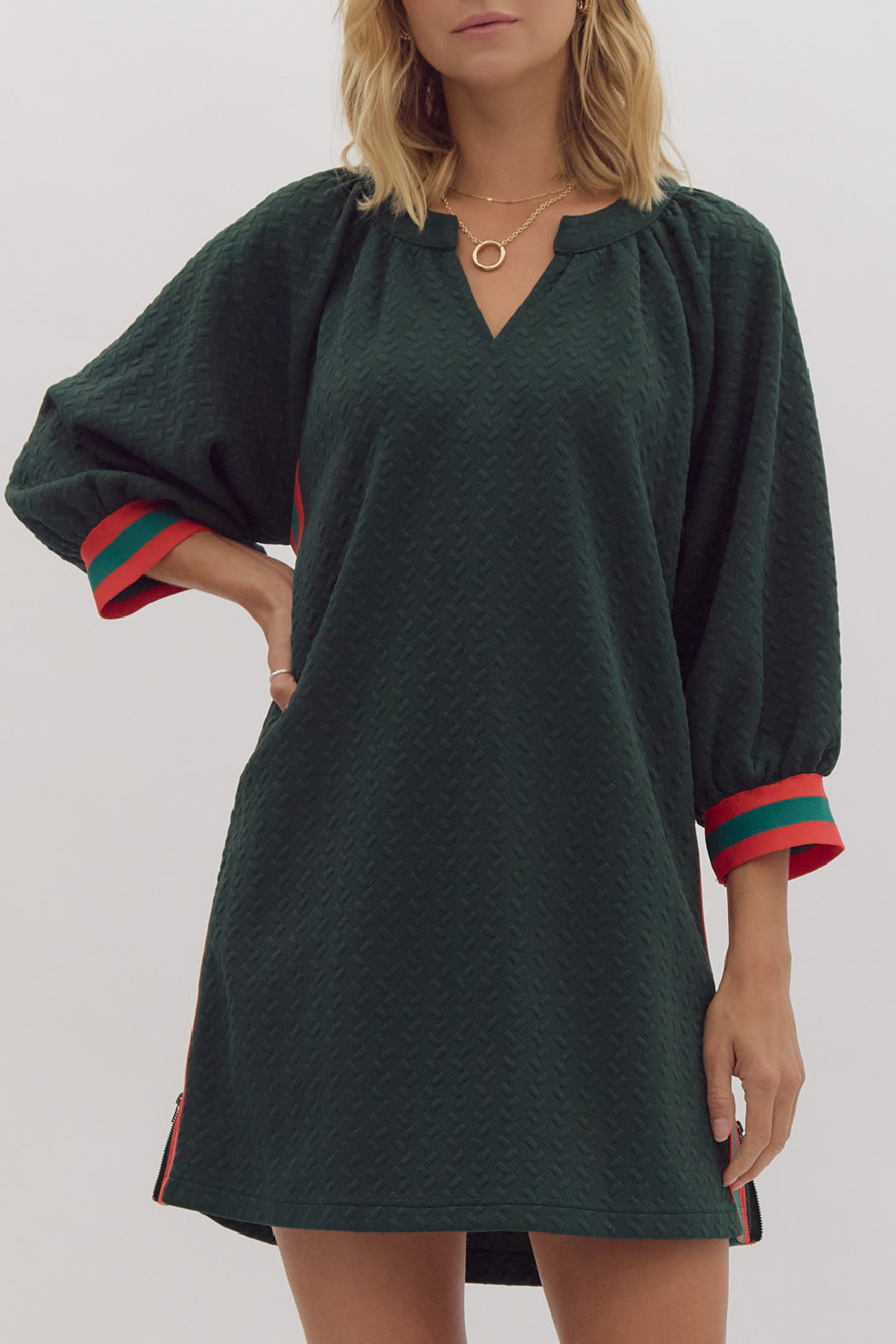 Entro Embossed Side Zip Dress