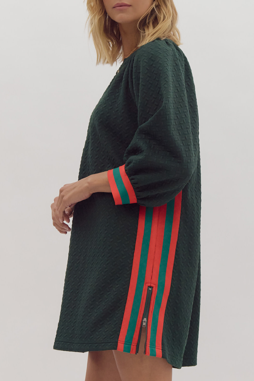 Entro Embossed Side Zip Dress