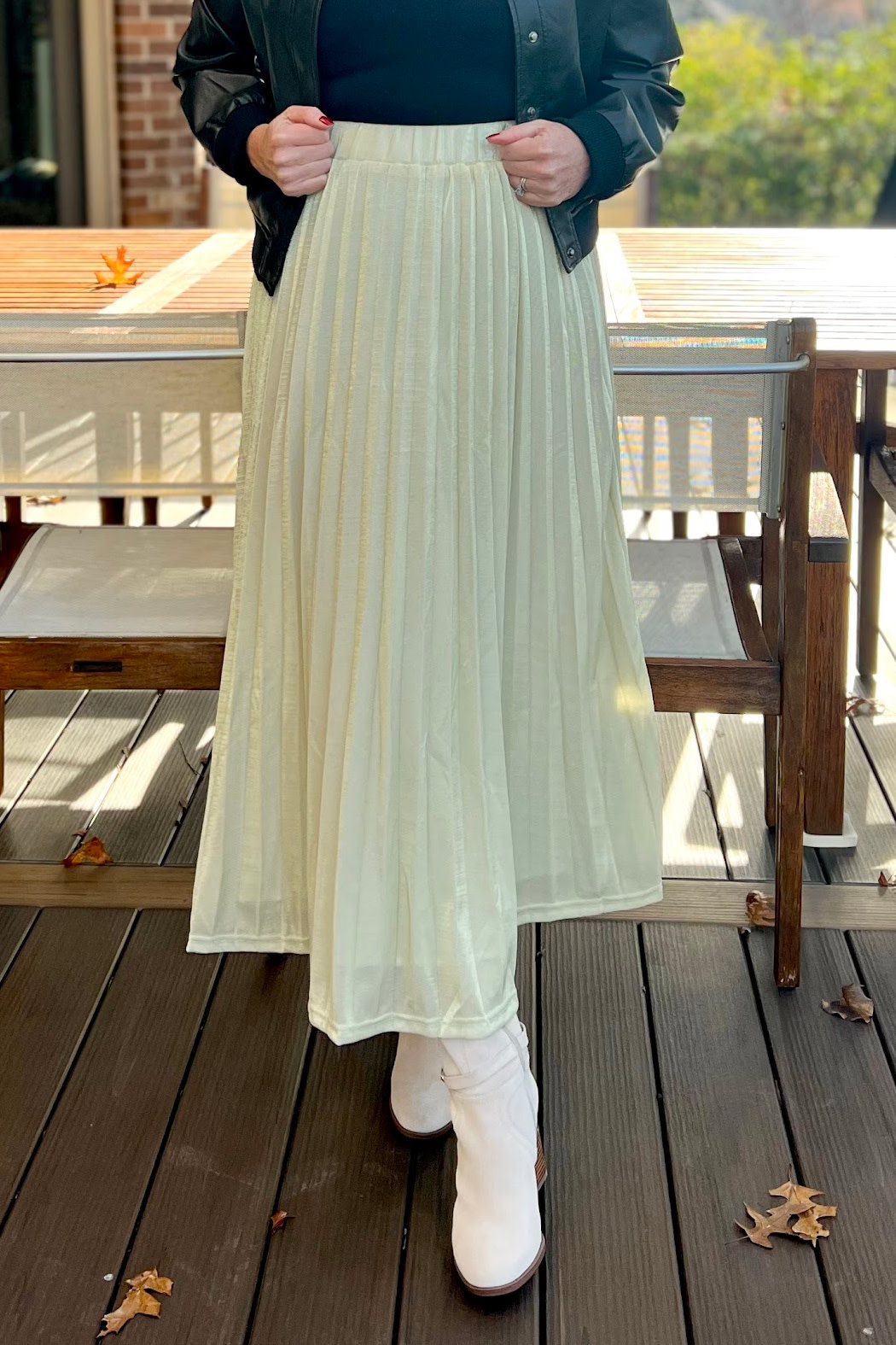 Peach Love CA Pleated Maxi Skirt