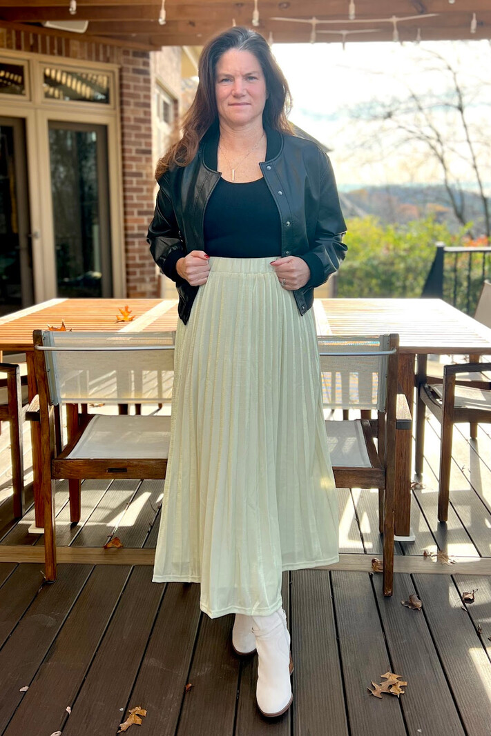 Peach Love CA Pleated Maxi Skirt